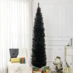 HOMCOM 8ft Tall Skinny Christmas Tree, Unlit Pencil Artificial Christmas Tree with 618 Tips and Plastic Base for Holiday, Black - Image 2