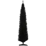HOMCOM 8ft Tall Skinny Christmas Tree, Unlit Pencil Artificial Christmas Tree with 618 Tips and Plastic Base for Holiday, Black