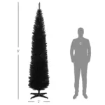 HOMCOM 8ft Tall Skinny Christmas Tree, Unlit Pencil Artificial Christmas Tree with 618 Tips and Plastic Base for Holiday, Black - Image 3