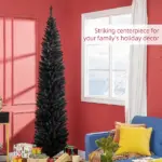 HOMCOM 8ft Tall Skinny Christmas Tree, Unlit Pencil Artificial Christmas Tree with 618 Tips and Plastic Base for Holiday, Black - Image 4