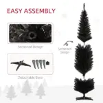 HOMCOM 8ft Tall Skinny Christmas Tree, Unlit Pencil Artificial Christmas Tree with 618 Tips and Plastic Base for Holiday, Black - Image 7