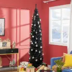 HOMCOM 8ft Tall Skinny Christmas Tree, Unlit Pencil Artificial Christmas Tree with 618 Tips and Plastic Base for Holiday, Black - Image 10