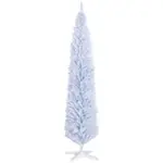 HOMCOM 8 Ft Tall Skinny Christmas Tree, Unlit Pencil Artificial Christmas Tree w/ 618 Tips and Plastic Base for Holiday, White - Image 11
