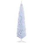 HOMCOM 8 Ft Tall Skinny Christmas Tree, Unlit Pencil Artificial Christmas Tree w/ 618 Tips and Plastic Base for Holiday, White