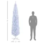HOMCOM 8 Ft Tall Skinny Christmas Tree, Unlit Pencil Artificial Christmas Tree w/ 618 Tips and Plastic Base for Holiday, White - Image 3
