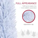 HOMCOM 8 Ft Tall Skinny Christmas Tree, Unlit Pencil Artificial Christmas Tree w/ 618 Tips and Plastic Base for Holiday, White - Image 6