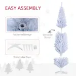 HOMCOM 8 Ft Tall Skinny Christmas Tree, Unlit Pencil Artificial Christmas Tree w/ 618 Tips and Plastic Base for Holiday, White - Image 7