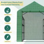 Outsunny 8x6x7 Walk-in Greenhouse, with Roll-up Zipper Door and Windows, 18 Shelves, PE Cover, UV protective for Garden, Green - Image 4