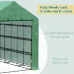 Outsunny 8x6x7 Walk-in Greenhouse, with Roll-up Zipper Door and Windows, 18 Shelves, PE Cover, UV protective for Garden, Green - Image 6
