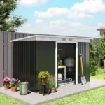 9 x 4.5 ft Outdoor Metal Garden Storage Shed with Vents, Gray - Image 2