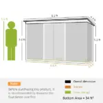 9 x 4.5 ft Outdoor Metal Garden Storage Shed with Vents, Gray - Image 3