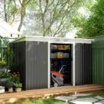 9 x 4.5 ft Outdoor Metal Garden Storage Shed with Vents, Gray - Image 9