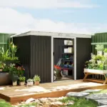 9 x 4.5 ft Outdoor Metal Garden Storage Shed with Vents, Gray - Image 10
