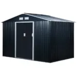 Outsunny 9 ft x 6 ft Metal Storage Shed - Dark Gray, Garden Tool House, 2 Sliding Doors, 4 Air Vents, for Backyard, Patio and Lawn - Image 11