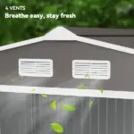 9' x 6' Outdoor Storage Shed, Garden Tool Metal Shed with Foundation Kit, Light Gray - Image 8