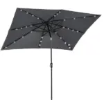 9 x 7 ft Patio Umbrella Outdoor Table Market with Crank Solar LED Lights Tilt Button for Deck Dark Gray - Image 11
