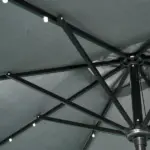9 x 7 ft Patio Umbrella Outdoor Table Market with Crank Solar LED Lights Tilt Button for Deck Dark Gray - Image 9