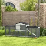 90.5" Wooden Rabbit Hutch Bunny Cage Pet Playpen House with Double Side Run Boxes, for Guinea Pig and Small Animals, Light Gray - Image 2