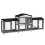 90.5" Wooden Rabbit Hutch Bunny Cage Pet Playpen House with Double Side Run Boxes, for Guinea Pig and Small Animals, Light Gray - Image 11