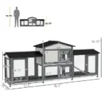 90.5" Wooden Rabbit Hutch Bunny Cage Pet Playpen House with Double Side Run Boxes, for Guinea Pig and Small Animals, Light Gray - Image 3