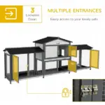 90.5" Wooden Rabbit Hutch Bunny Cage Pet Playpen House with Double Side Run Boxes, for Guinea Pig and Small Animals, Light Gray - Image 6