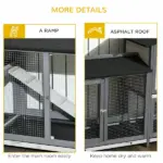 90.5" Wooden Rabbit Hutch Bunny Cage Pet Playpen House with Double Side Run Boxes, for Guinea Pig and Small Animals, Light Gray - Image 7