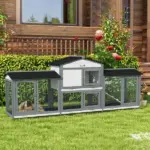 90.5" Wooden Rabbit Hutch Bunny Cage Pet Playpen House with Double Side Run Boxes, for Guinea Pig and Small Animals, Light Gray - Image 10