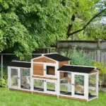 90.5" Wooden Rabbit Hutch Bunny Cage, Small Animals House with Double Side Run Boxes, for Guinea Pig and Small Animals, White - Image 2