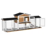 90.5" Wooden Rabbit Hutch Bunny Cage, Small Animals House with Double Side Run Boxes, for Guinea Pig and Small Animals, White - Image 11