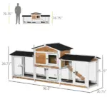 90.5" Wooden Rabbit Hutch Bunny Cage, Small Animals House with Double Side Run Boxes, for Guinea Pig and Small Animals, White - Image 3