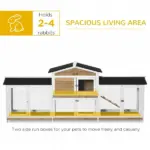 90.5" Wooden Rabbit Hutch Bunny Cage, Small Animals House with Double Side Run Boxes, for Guinea Pig and Small Animals, White - Image 4