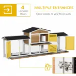 90.5" Wooden Rabbit Hutch Bunny Cage, Small Animals House with Double Side Run Boxes, for Guinea Pig and Small Animals, White - Image 6