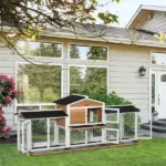90.5" Wooden Rabbit Hutch Bunny Cage, Small Animals House with Double Side Run Boxes, for Guinea Pig and Small Animals, White - Image 10
