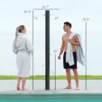 Outsunny 9.2 Gallon Slolar Heated Outdoor Shower with 2 Free-Rotating Shower Heads and Foot Showers for Poolside Beach Spa, 7.1 Ft - Image 3