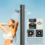 Outsunny 9.2 Gallon Slolar Heated Outdoor Shower with 2 Free-Rotating Shower Heads and Foot Showers for Poolside Beach Spa, 7.1 Ft - Image 9