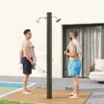 Outsunny 9.2 Gallon Slolar Heated Outdoor Shower with 2 Free-Rotating Shower Heads and Foot Showers for Poolside Beach Spa, 7.1 Ft - Image 10