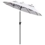 Outsunny 9.5' Double-Sided Patio Umbrella, Large Outdoor Market Umbrella with Push Button Tilt, Crank, 12 Ribs, for Garden, Deck, Pool - Image 11
