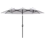 Outsunny 9.5' Double-Sided Patio Umbrella, Large Outdoor Market Umbrella with Push Button Tilt, Crank, 12 Ribs, for Garden, Deck, Pool