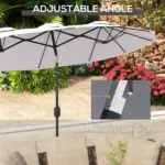 Outsunny 9.5' Double-Sided Patio Umbrella, Large Outdoor Market Umbrella with Push Button Tilt, Crank, 12 Ribs, for Garden, Deck, Pool - Image 4