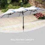 Outsunny 9.5' Double-Sided Patio Umbrella, Large Outdoor Market Umbrella with Push Button Tilt, Crank, 12 Ribs, for Garden, Deck, Pool - Image 7