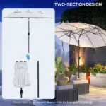 Outsunny 9.5' Double-Sided Patio Umbrella, Large Outdoor Market Umbrella with Push Button Tilt, Crank, 12 Ribs, for Garden, Deck, Pool - Image 8