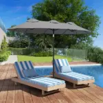 9.5 Large Double-sided Patio Umbrella Outdoor Market Umbrella with Tilt Crank - Image 2