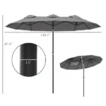 9.5 Large Double-sided Patio Umbrella Outdoor Market Umbrella with Tilt Crank - Image 3