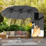 9.5 Large Double-sided Patio Umbrella Outdoor Market Umbrella with Tilt Crank - Image 4