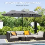 9.5 Large Double-sided Patio Umbrella Outdoor Market Umbrella with Tilt Crank - Image 6