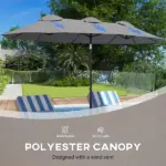 9.5 Large Double-sided Patio Umbrella Outdoor Market Umbrella with Tilt Crank - Image 7
