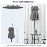 9.5 Large Double-sided Patio Umbrella Outdoor Market Umbrella with Tilt Crank - Image 8