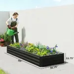 95" x 36" x 12" Galvanized Raised Garden Bed, Easy DIY and Cleaning for Growing Flowers, Herbs, Succulents, Black - Image 3