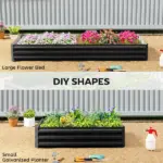 95" x 36" x 12" Galvanized Raised Garden Bed, Easy DIY and Cleaning for Growing Flowers, Herbs, Succulents, Black - Image 5