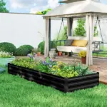 95" x 36" x 12" Galvanized Raised Garden Bed, Easy DIY and Cleaning for Growing Flowers, Herbs, Succulents, Black - Image 10